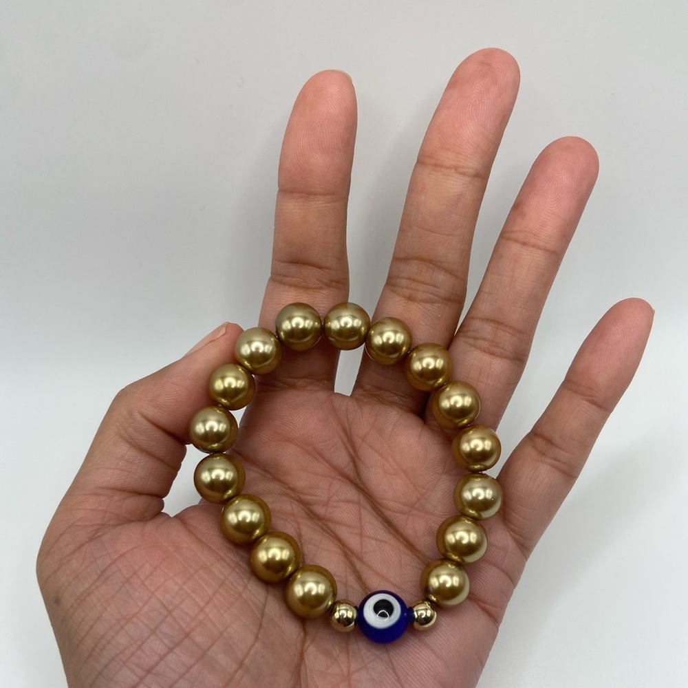 Gender-Neutral Evil Eye Glass Bead Stretch Bracelet